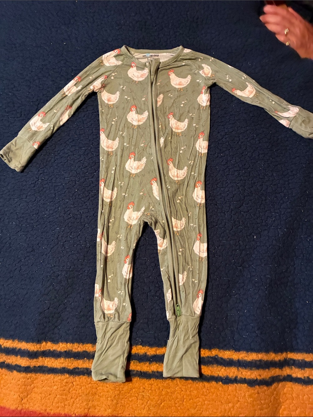 Little one shop Kids Olive Green Chicken-Print One-Piece Pajamas